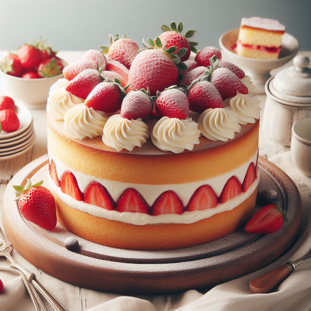 Vanilla Cake with Strawberry Filling Recipe