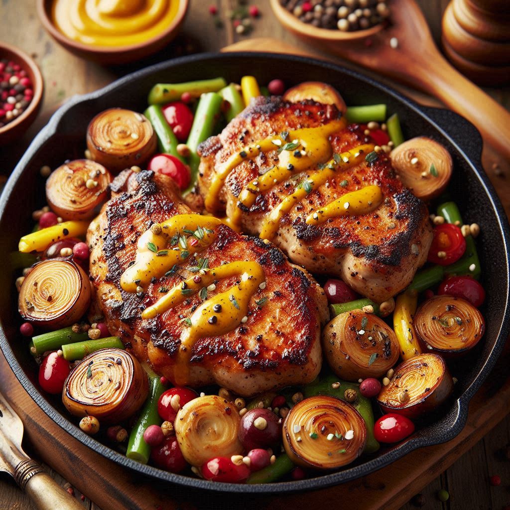 Honey Mustard Pork Chops Skillet